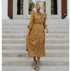 Roolee mustard floral maxi dress